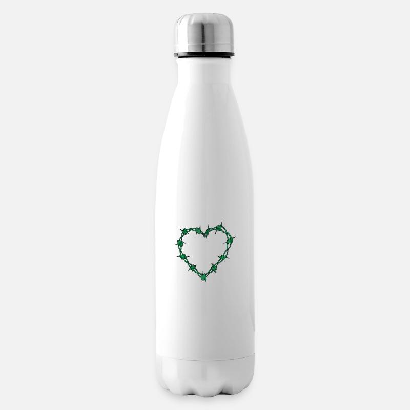 Stacheldraht Herz - Isolierflasche - Weiß