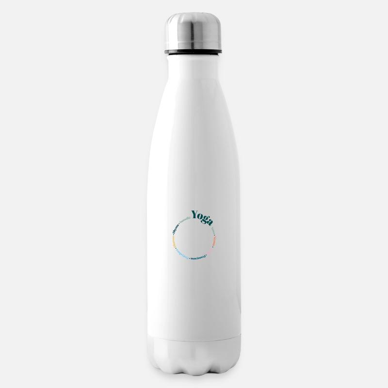 Yoga Wordcloud bunt - Isolierflasche - Weiß