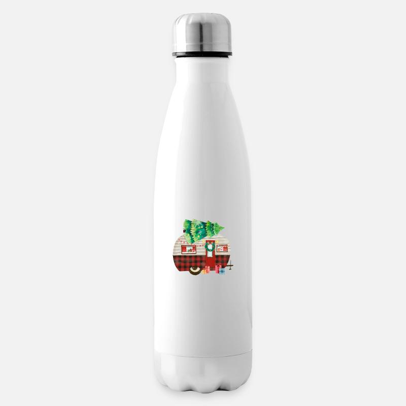 Lustiger Camping Weihnachtscamping Wohnwagen - Isolierflasche - Weiß