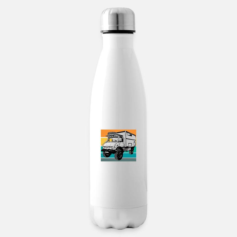 Camping - Unimog - Coucher de soleil - Oldtimer - Bouteille isotherme - blanc