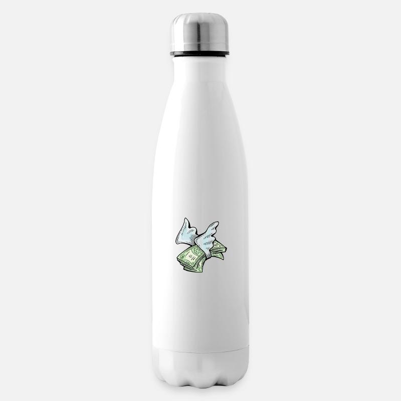 Beaucoup d’argent s’envole vers vous pour la richesse et la prospérité. - Bouteille isotherme - blanc