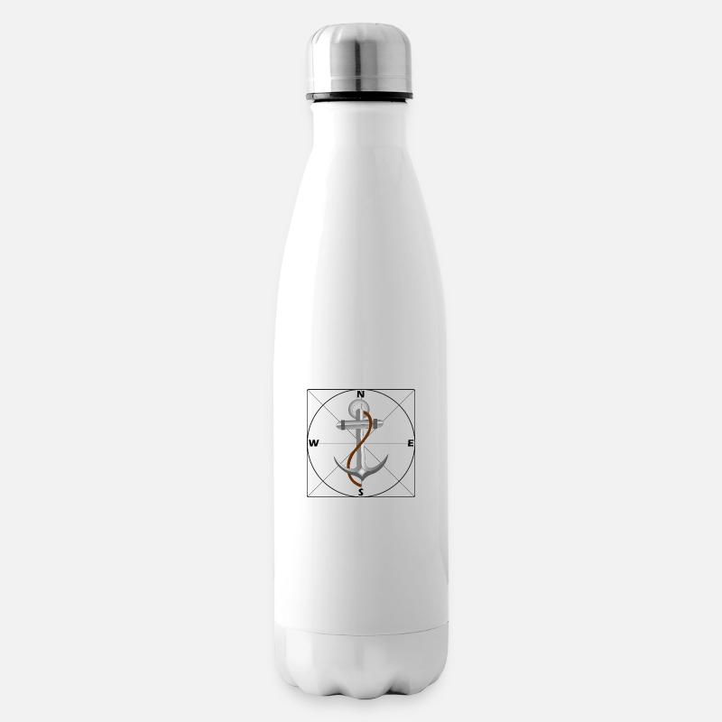 Ancre avec points cardinaux - Bouteille isotherme - blanc