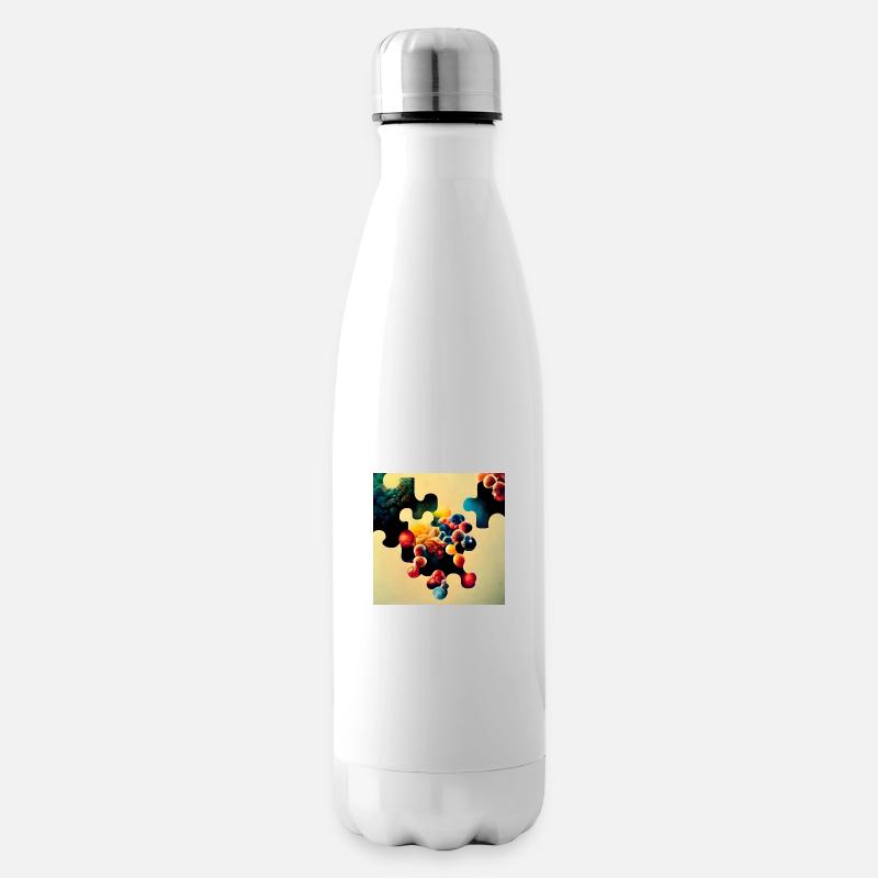 Puzzle Motiv mit Molekülen - Isolierflasche - Weiß
