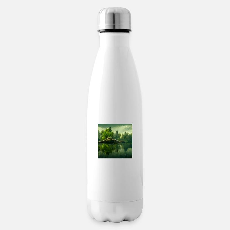 Dinosaurier See Landschaft Zukunft - Isolierflasche - Weiß
