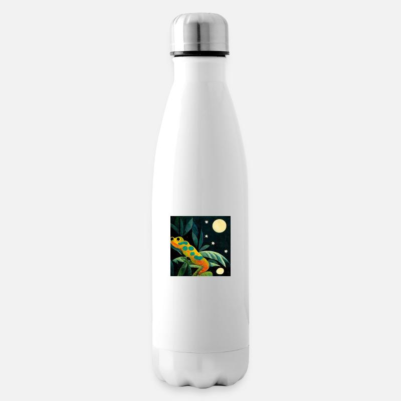 Gecko im Mondschein - Isolierflasche - Weiß