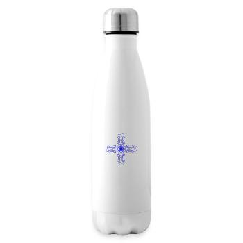 Fleur tribale (bleu) - Bouteille isotherme - blanc - Droite