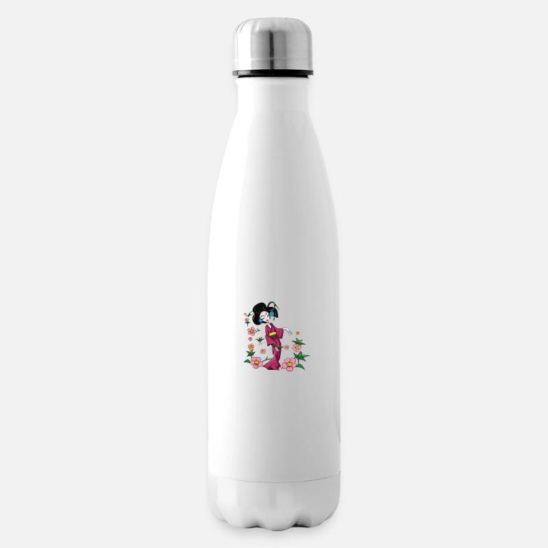 Geisha im Frühling - Isolierflasche - Weiß