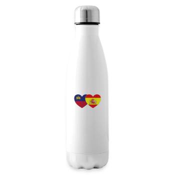 Liechtenstein Spain Flag Heart - Insulated Water Bottle - white - Right
