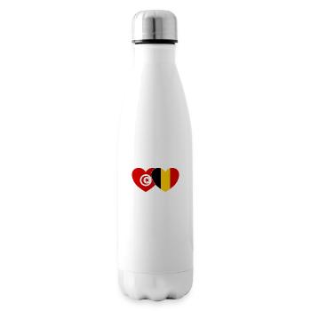 Tunisia Belgium Flag Heart - Insulated Water Bottle - white - Right
