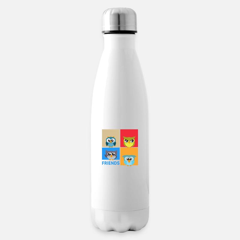 Eule "bunte Eulen" eulenchaos Eulen-Kunst - Isolierflasche - Weiß