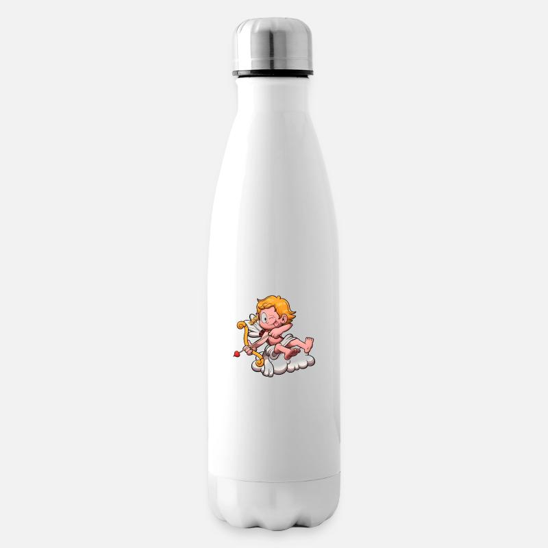Amor auf Wolke mit Pfeil und Bogen - Isolierflasche - Weiß