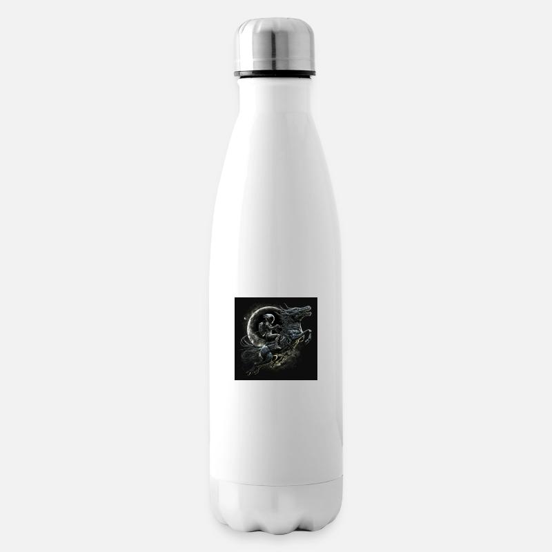 Black astronaut riding xenomorphic alien - Isolierflasche - Weiß
