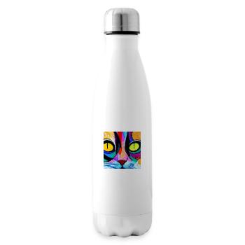 Colourful cat close up, abstract - Insulated Water Bottle - white - Right
