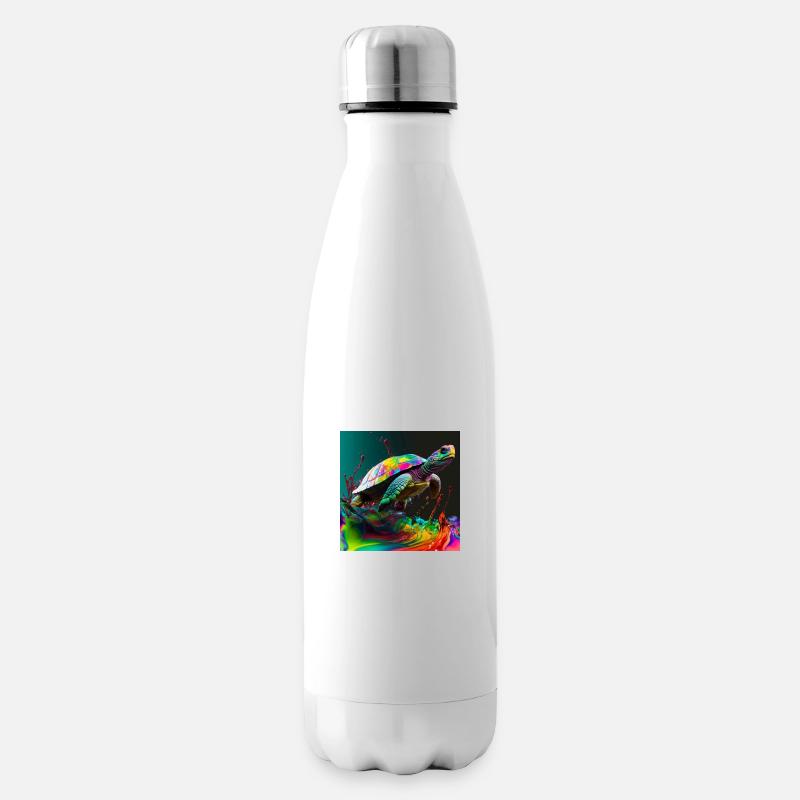 Farbige Schildkröte, einzigartiges Design - Isolierflasche - Weiß