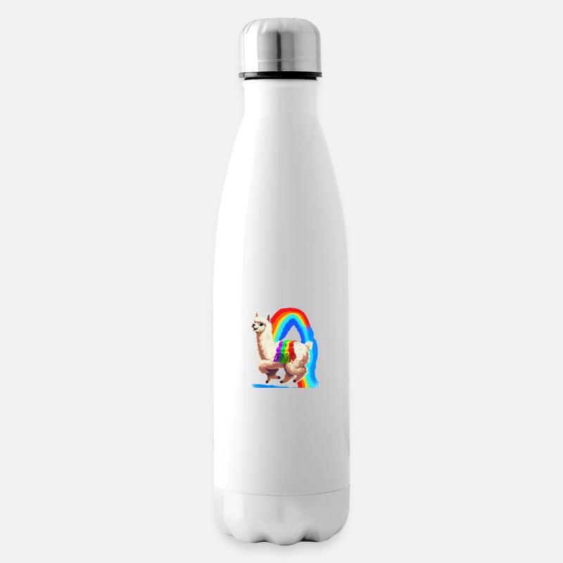 Regenbogen Alpaka - Isolierflasche - Weiß