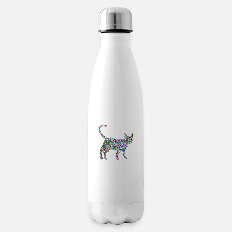 Bunte Katze, Catwalk - Isolierflasche - Weiß
