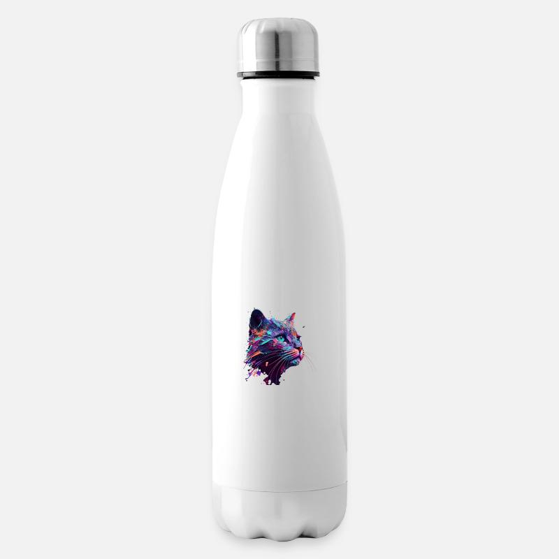 Psychedelic Cat - Insulated Water Bottle - white