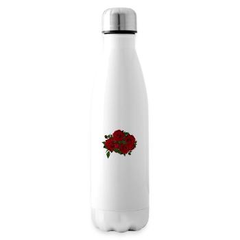 Rote Aquarellblumen - Isolierflasche - Weiß - Rechts