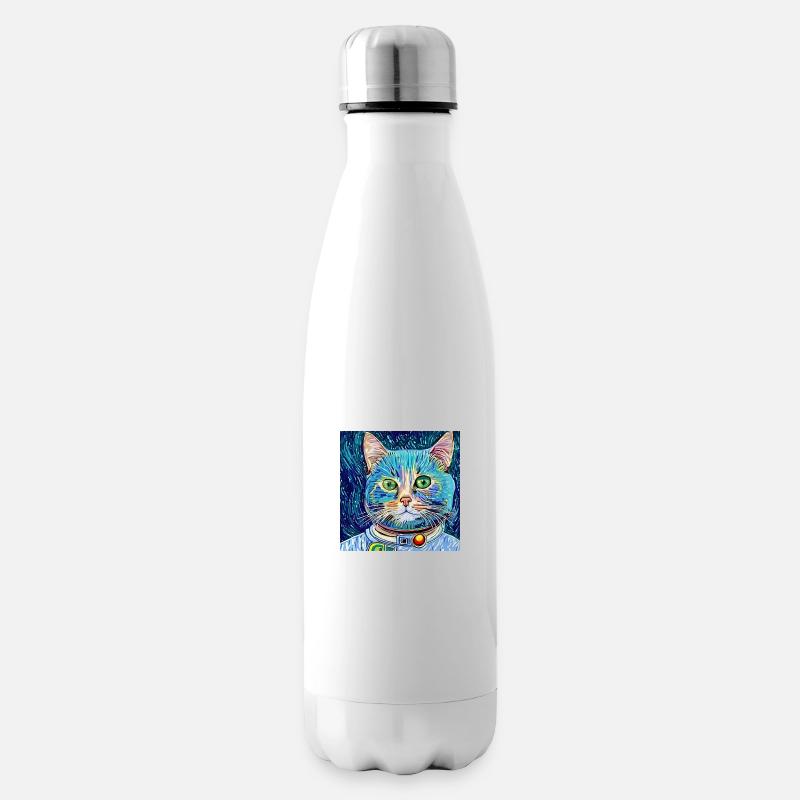 Chat astronaute van gogh - Bouteille isotherme - blanc