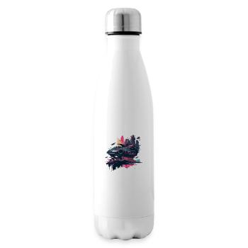 Sci-Fi Pop-Art Spaceship in Retro Colors - Insulated Water Bottle - white - Right