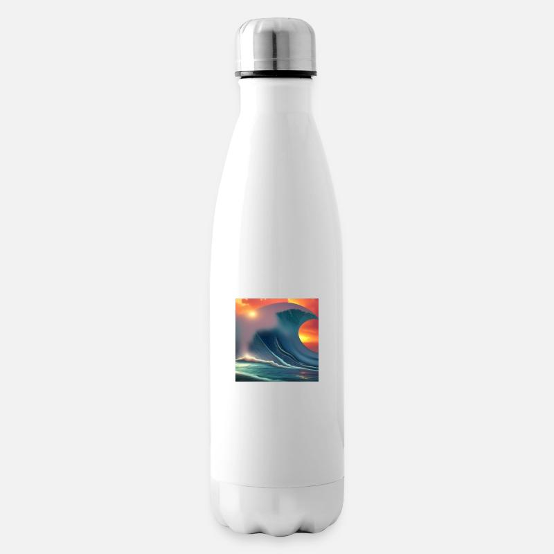 Grosse vague au coucher du soleil - Bouteille isotherme - blanc