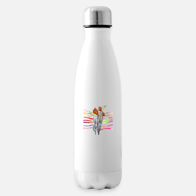 Blumen - Isolierflasche - Weiß
