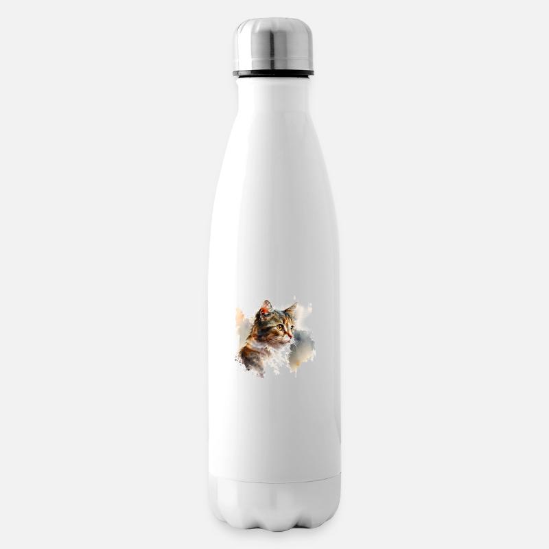 Niedliche Katze Kätzchen Aquarell - Isolierflasche - Weiß