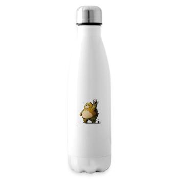 Big cat celebrates with beer - Insulated Water Bottle - white - Right
