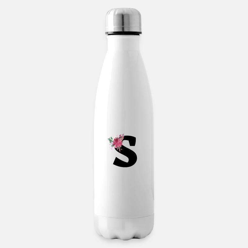 Florale Buchstaben - Isolierflasche - Weiß