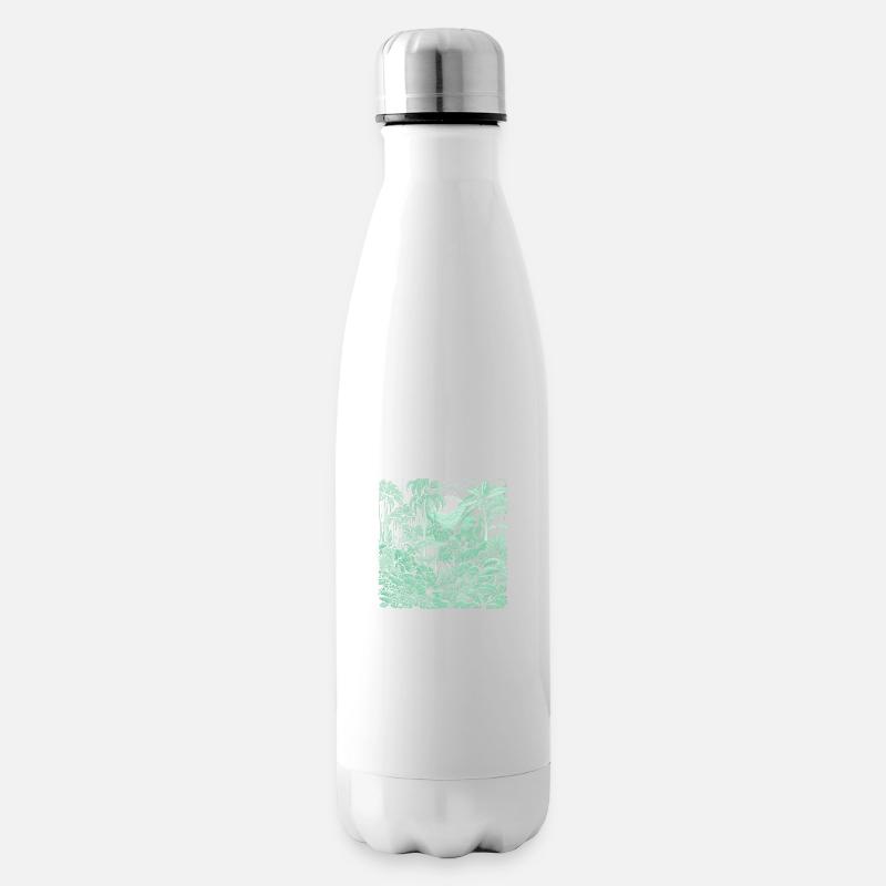 Jungle Motiv Hellgrün - Isolierflasche - Weiß
