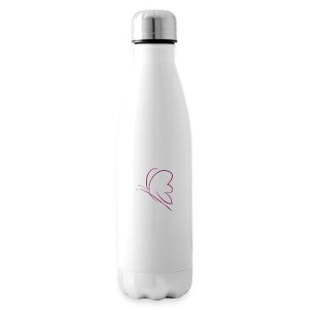 Papillon, dessin animiste essenien, rose - Bouteille isotherme - blanc - Droite