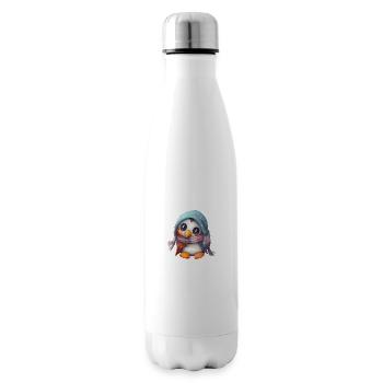 Freezing penguin with scarf - Insulated Water Bottle - white - Right
