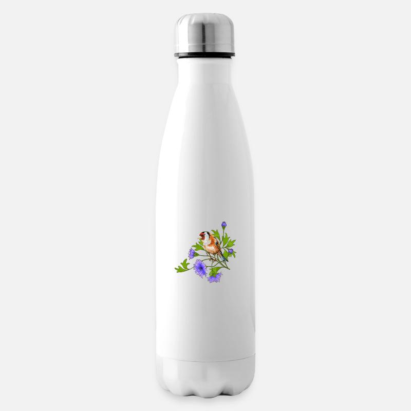 Bunter Vogel - Isolierflasche - Weiß