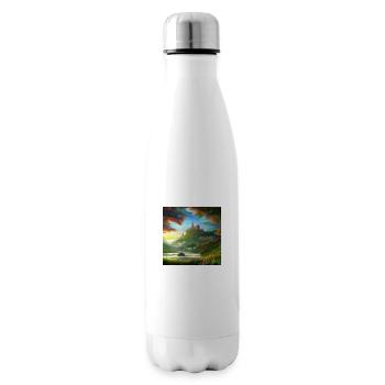 Peinture d’un paysage fantastique au lever du soleil - Bouteille isotherme - blanc - Droite