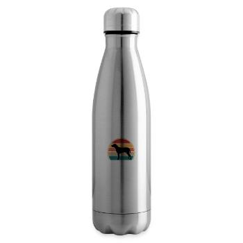 Braque Du Bourbonnais Dog Silhouette Retro Sunset - Insulated Water Bottle - silver - Right