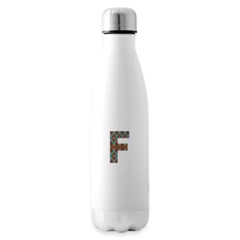 Buchstabe F - Boho-Design, buntes Monogramm - Isolierflasche - Weiß - Rechts