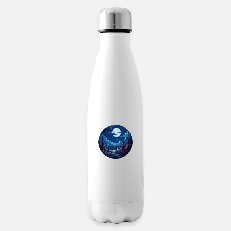 Wald Landschaft bei Nacht - Isolierflasche - Weiß