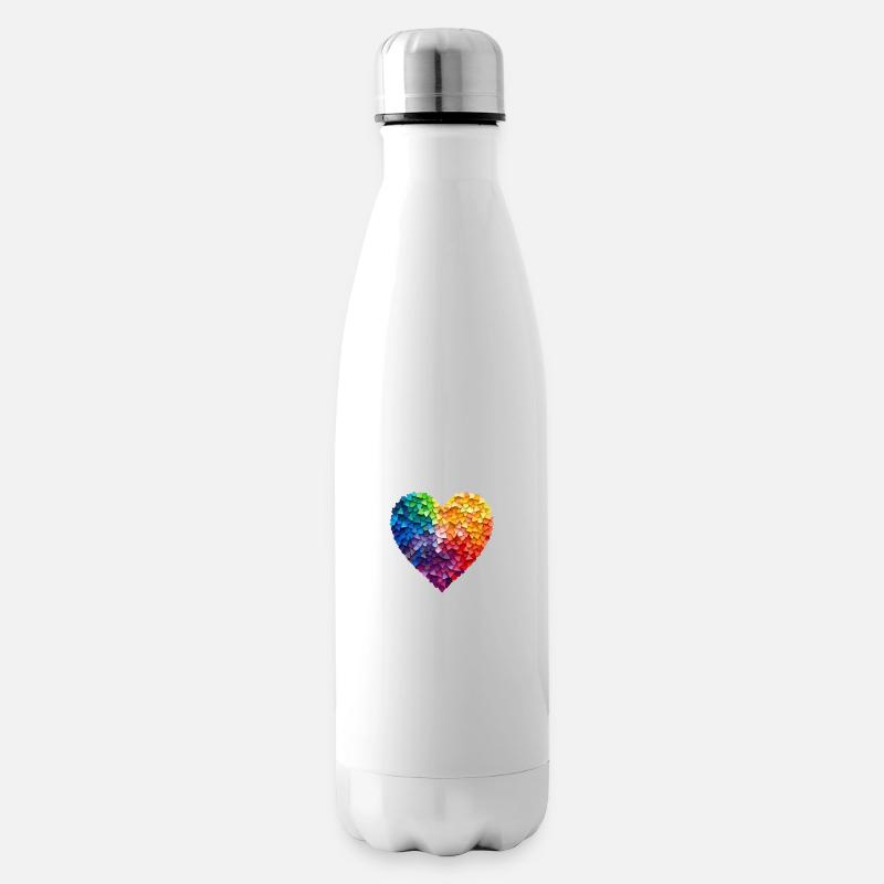 Regenbogen Herz - Isolierflasche - Weiß