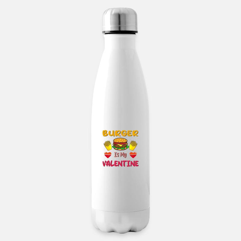 Burger is my Valentine - Isolierflasche - Weiß