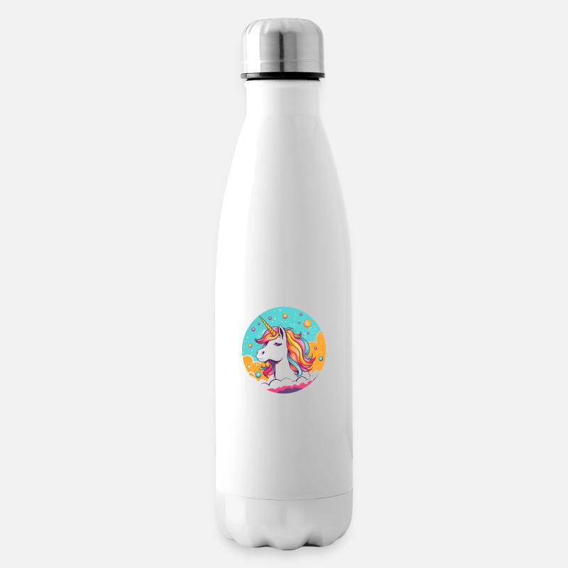 Licorne arc en ciel - Bouteille isotherme - blanc