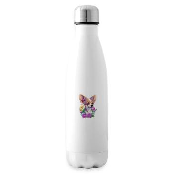 Chihuahua pastel avec fleurs - Bouteille isotherme - blanc - Droite