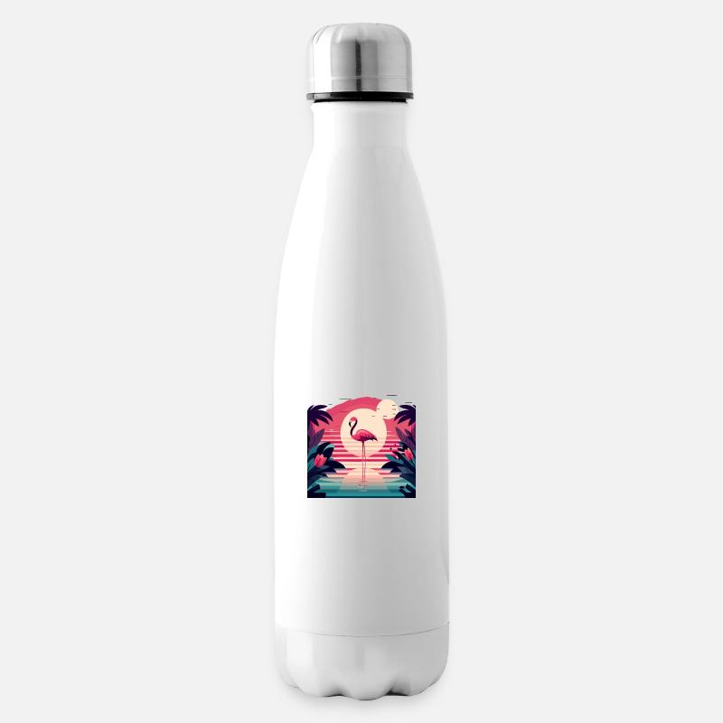 Flamingo Paradis - Miami Style - Isolierflasche - Weiß