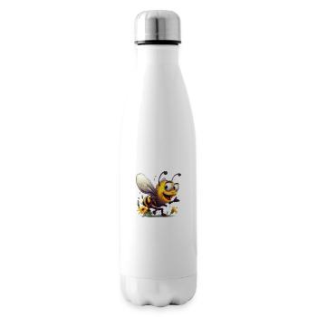 Funny honey bee collects flower nectar - Insulated Water Bottle - white - Right