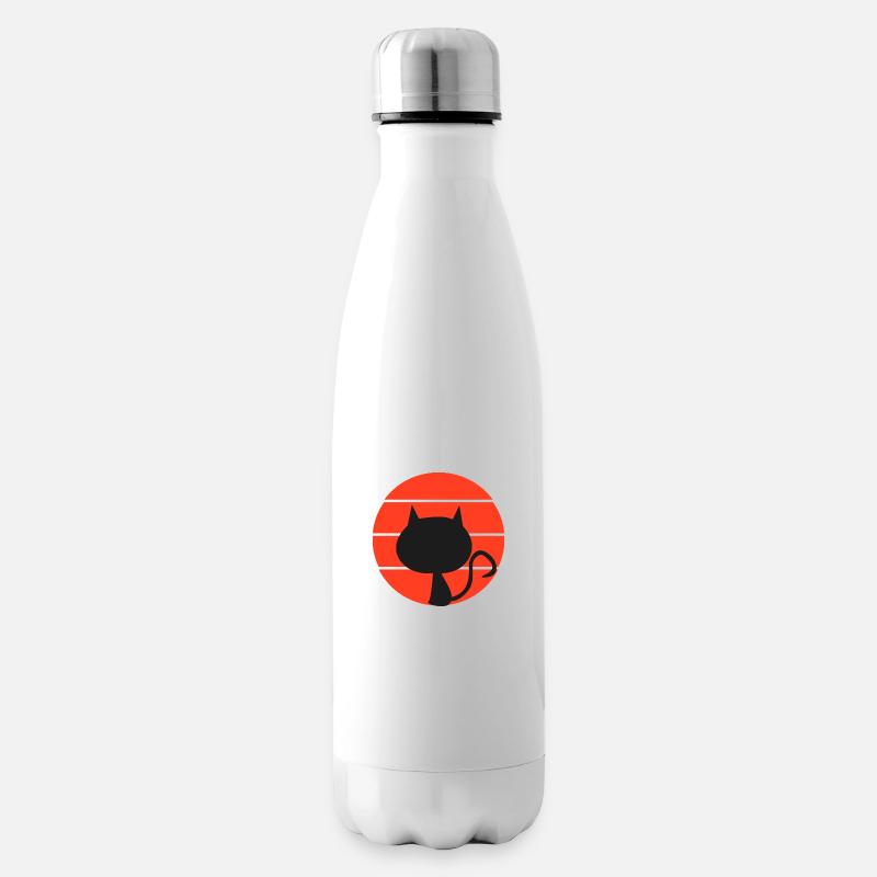 Retro Style Devil Cat - Insulated Water Bottle - white