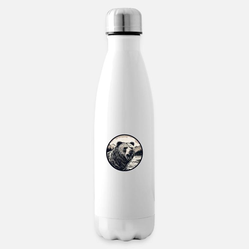 Grizzly Bär - Isolierflasche - Weiß