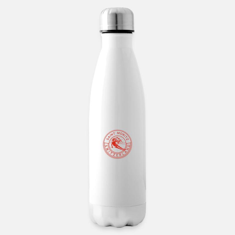 St. Moritz Schweiz Skifahren - Isolierflasche - Weiß