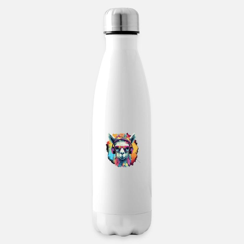 Buntes Alpaka Graffiti-Art - Isolierflasche - Weiß