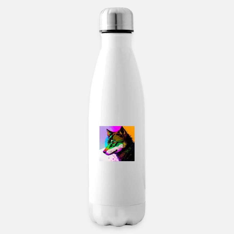 Un loup multicolore - Bouteille isotherme - blanc