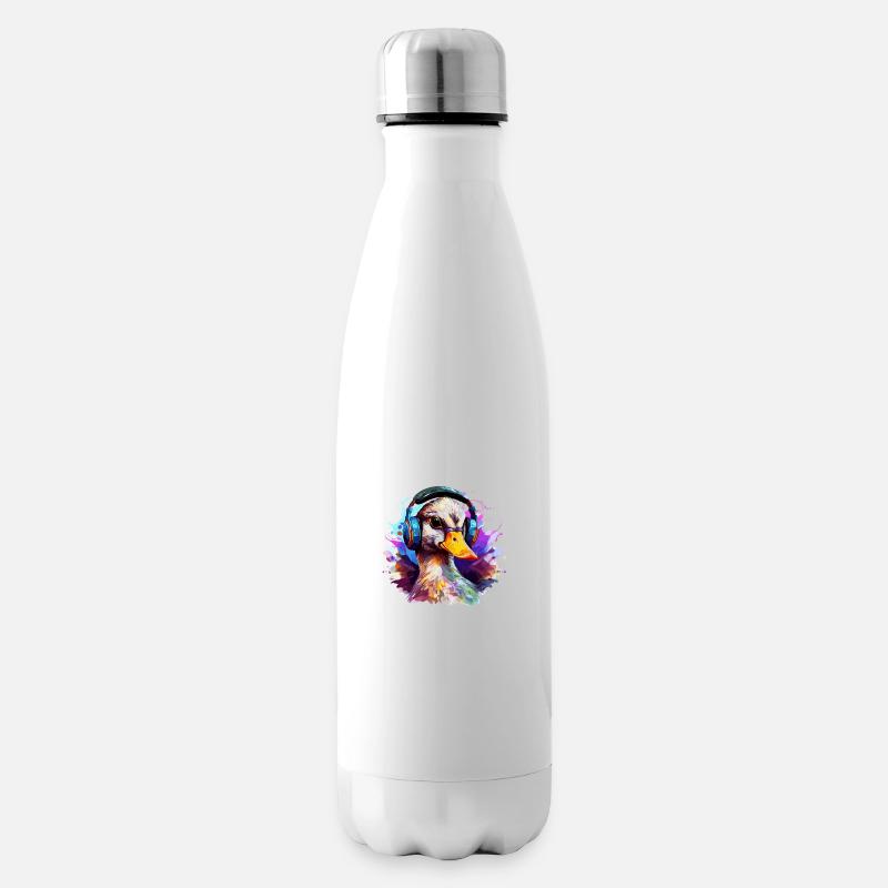 Funky Ente mit Kopfhörer Graffiti-Style - Isolierflasche - Weiß