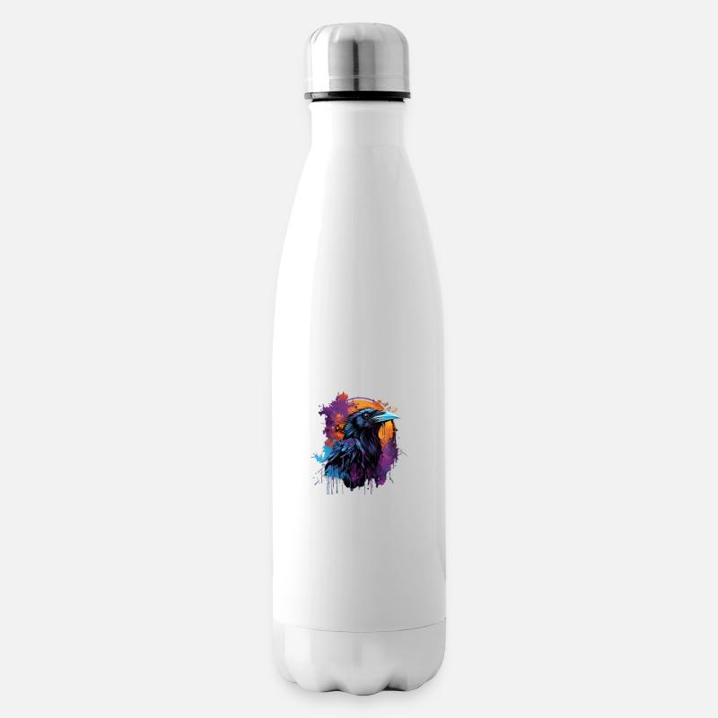 Rabe in Farben - Isolierflasche - Weiß